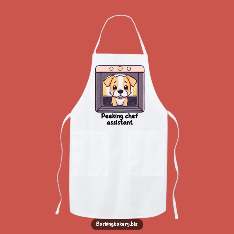 Funny Curious Dog Oven Apron: Peeking Pup - Kitchen Fun & Protection Gift