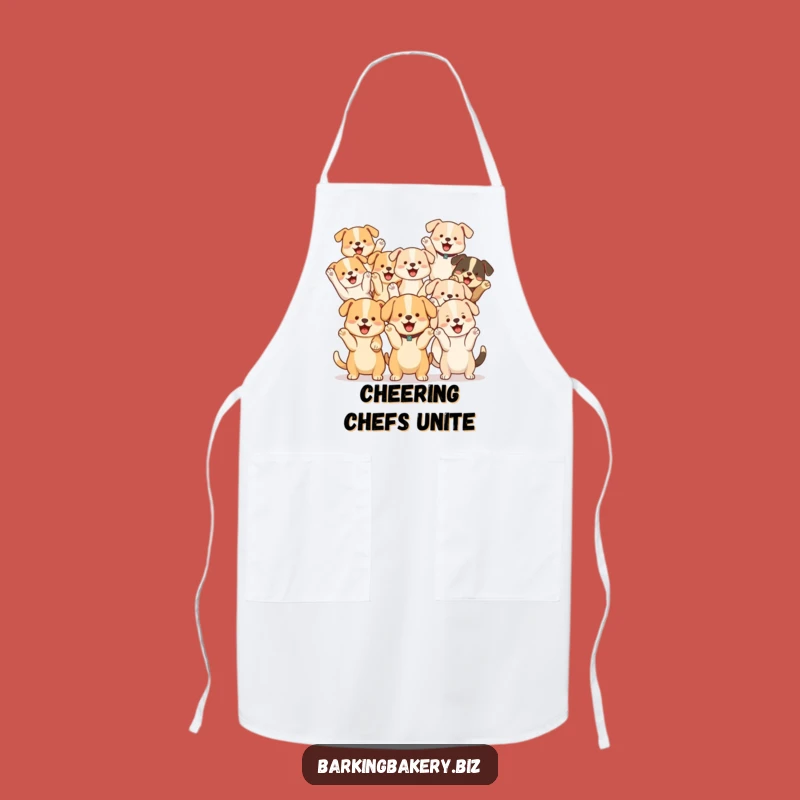 Funny Dog Cheer Squad Apron: Group of Pups Cheering, Fun Kitchen Accessory and Funny Gift
