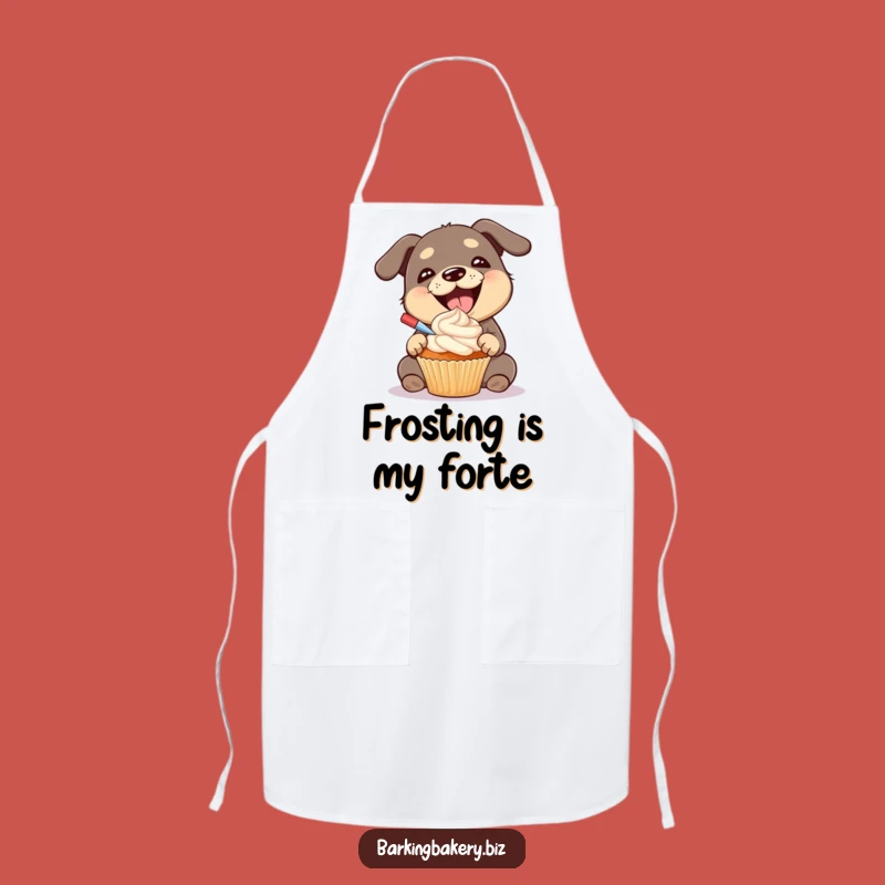 Funny Dog Frosting Apron: Gleeful Pup Decorating Cupcake - Protects & Amuses Gift