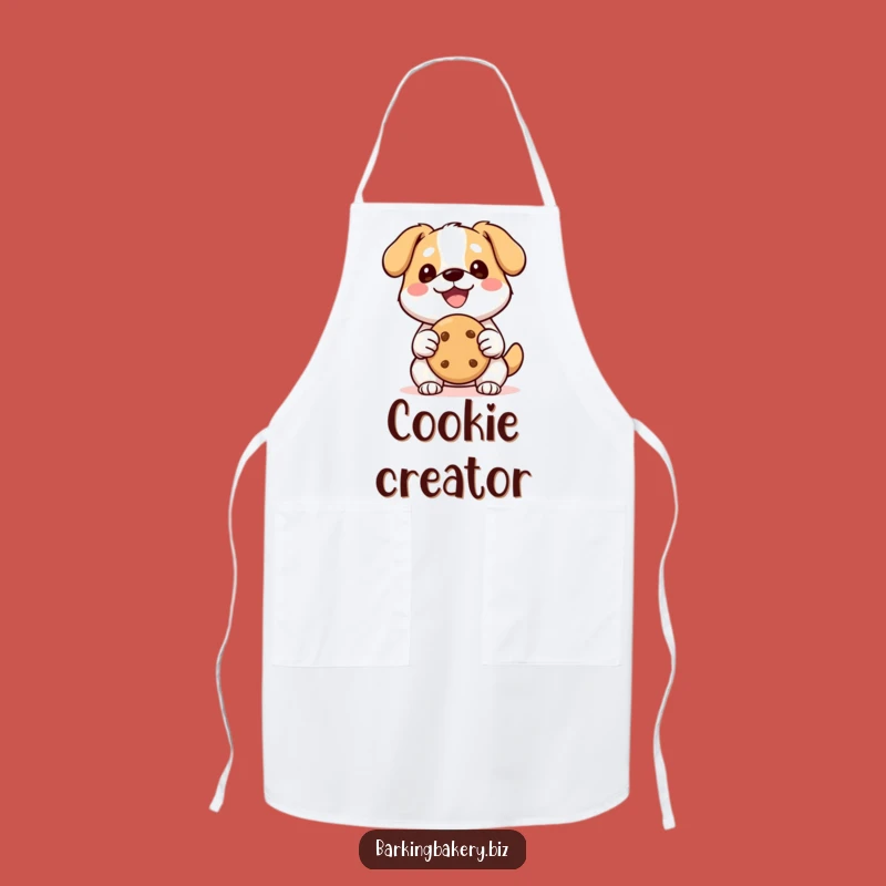 Funny Kawaii Dog Cookie Apron: Happy Pup with Cookie, Cute Kitchen Accessory and Funny Gift