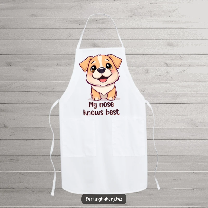 Funny Apron: Dog with flour on its nose wiggles happily, embracing the messy joy of baking.