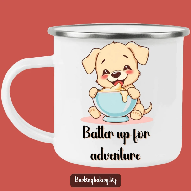 Funny Batter Tasting Puppy Camping Mug: Joyful Baker's Treat
