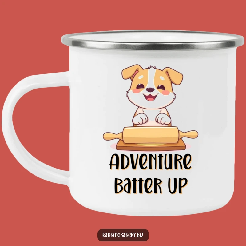 Funny Dog Rolling Pin Camping Mug - Playful Pup Outdoor Gift!