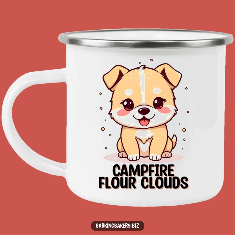 Funny Flour Power Dog Camping Mug: Cheerful Pup Outdoor Baking