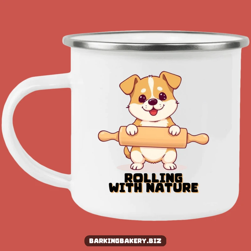 Funny Rolling Pin Dog Camping Mug - Hilarious Outdoor Pup Mug Gift