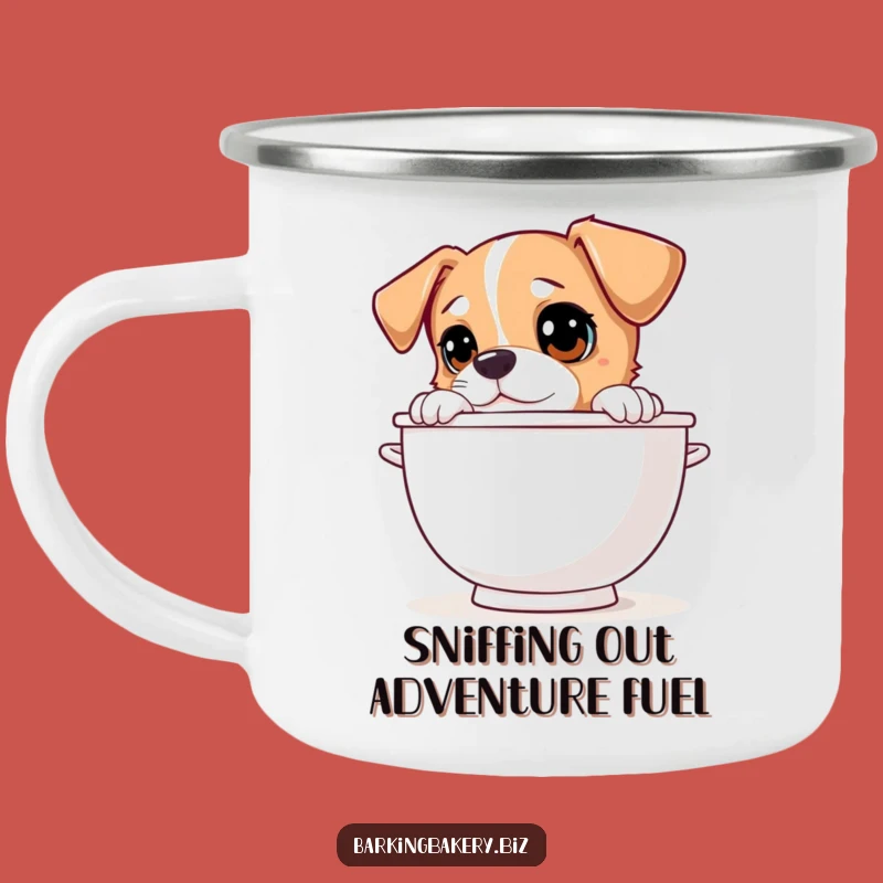 Funny Dog Mixing Bowl Camping Mug: Your Curious Outdoor Companion