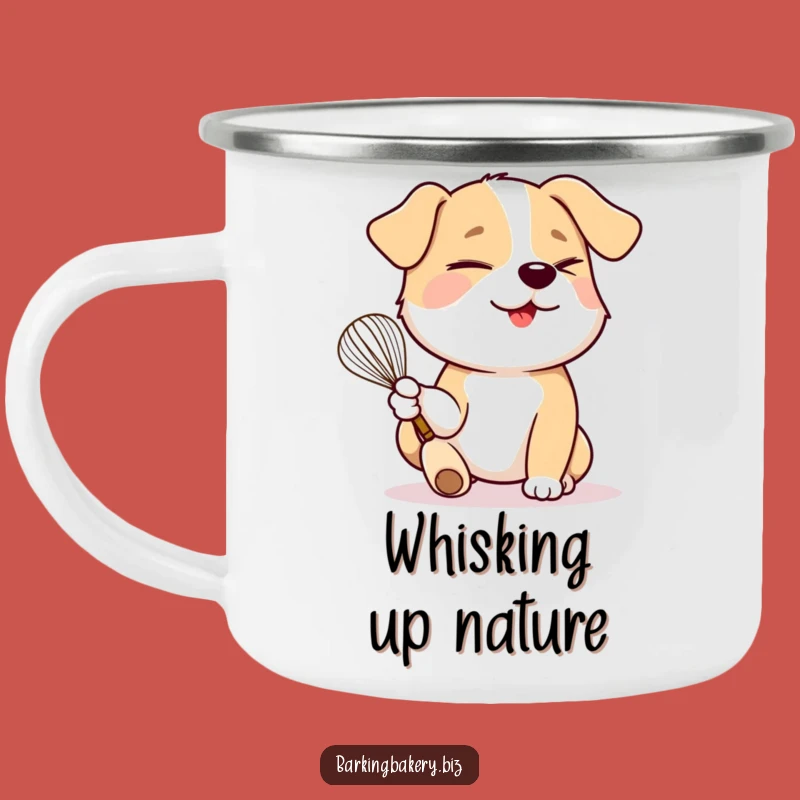 Funny Winking Whisk Dog Camping Mug: Playful Baker's Companion