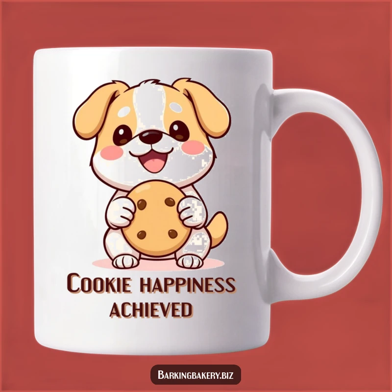 Funny Kawaii Dog Cookie Mug: Smiling Pup with Perfect Cookie, Adorable Funny Gift for Sweet Lovers
