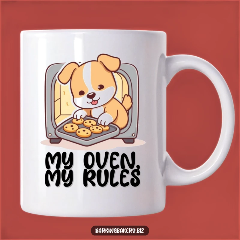 Funny Dog Baking Buddy Mug: Adorable Pup Chef Sliding Cookies, Perfect Gift