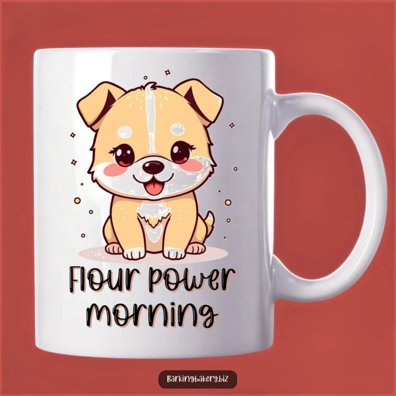 Funny Flour Power Dog Mug: Cheerful Baker Pup Kitchen Gift