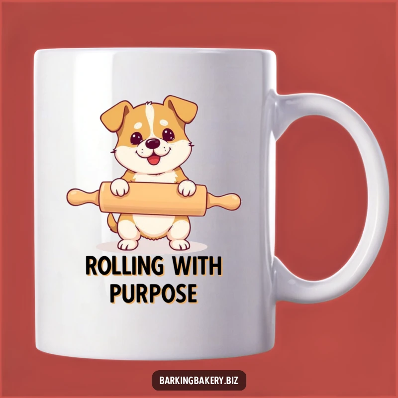Funny Oversized Rolling Pin Dog Mug - Hilarious Baker Pup Gift!