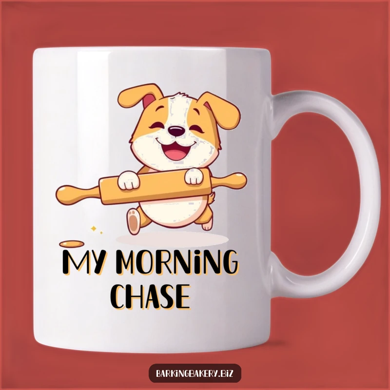 Funny Rolling Pin Dog Mug: Playful Pup Grinning Earnestly - Hilarious Gift Idea