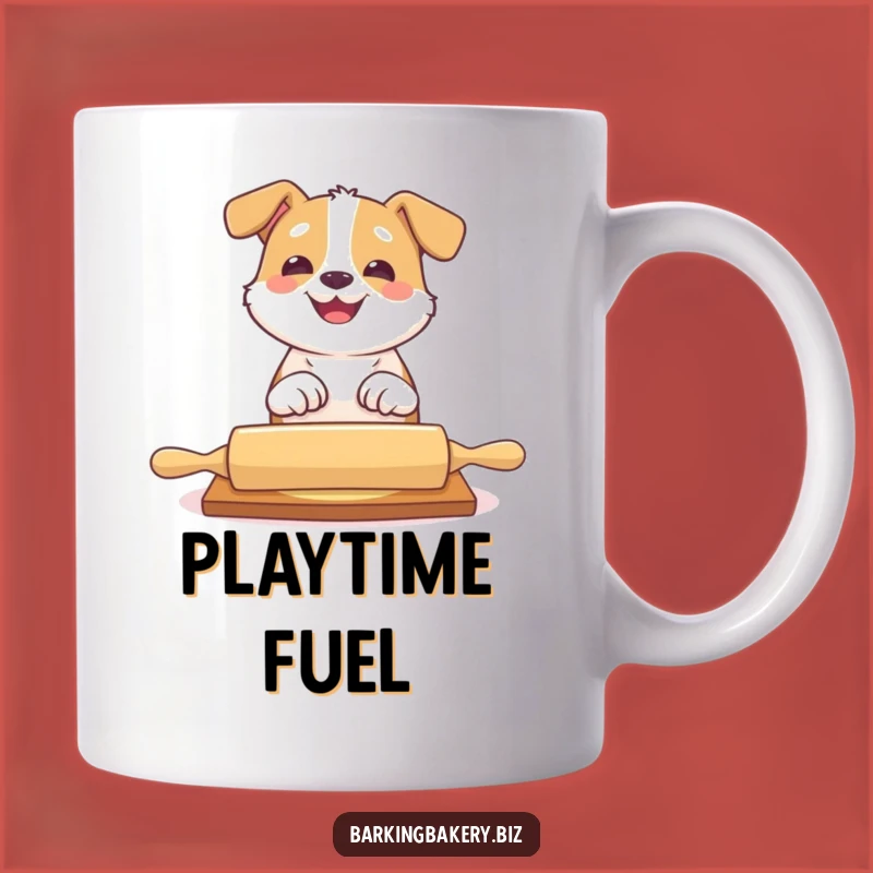 Funny Dog Rolling Pin Mug - Playful Pup Baker Gift!