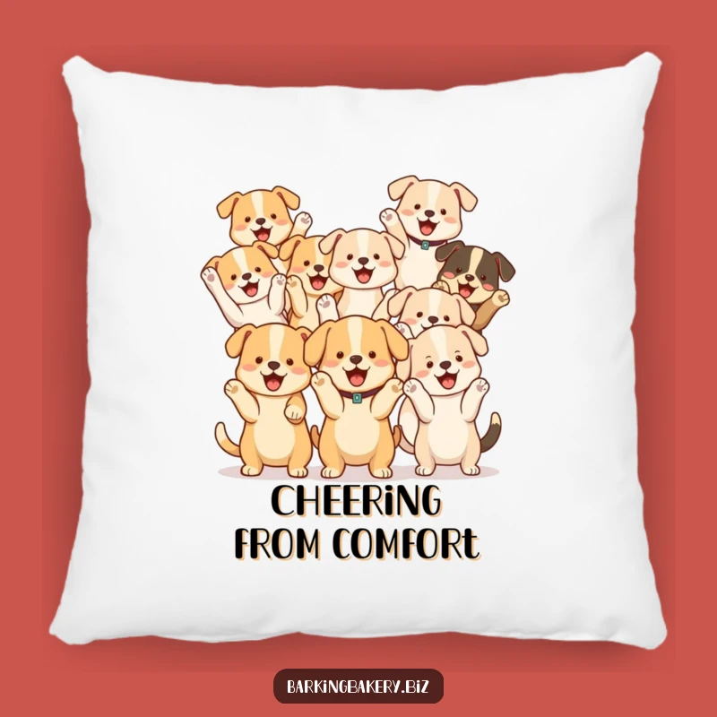 Funny Dog Cheer Squad Pillow: Cozy Pups Cheering, Soft Accent Pillow and Funny Gift