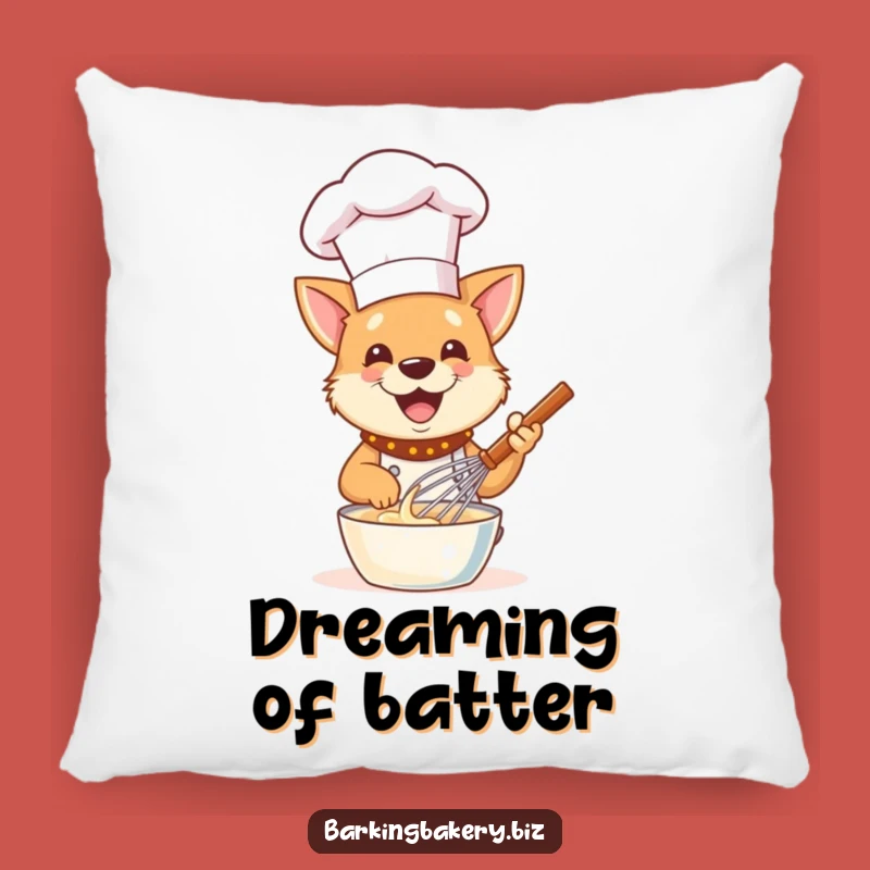 Funny Dog Chef Pillow: Whisking Batter Pup Accent, Cozy & Hilarious Home Decor