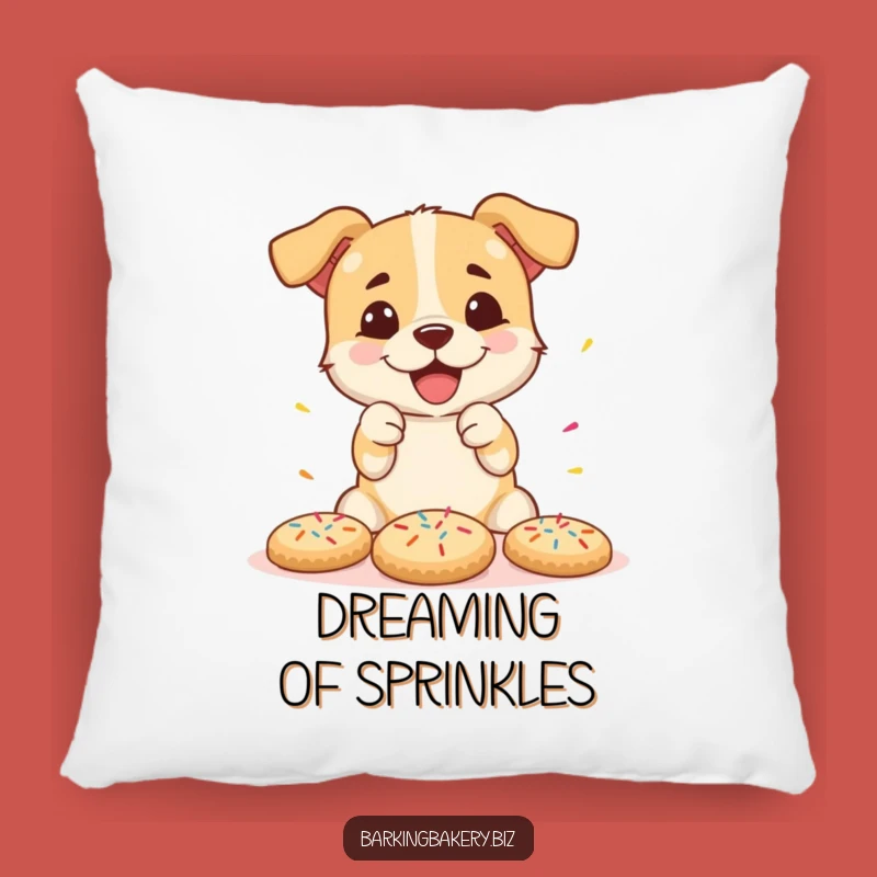Funny Cookie Decorating Dog Pillow: Cozy Sprinkle Pup Accent