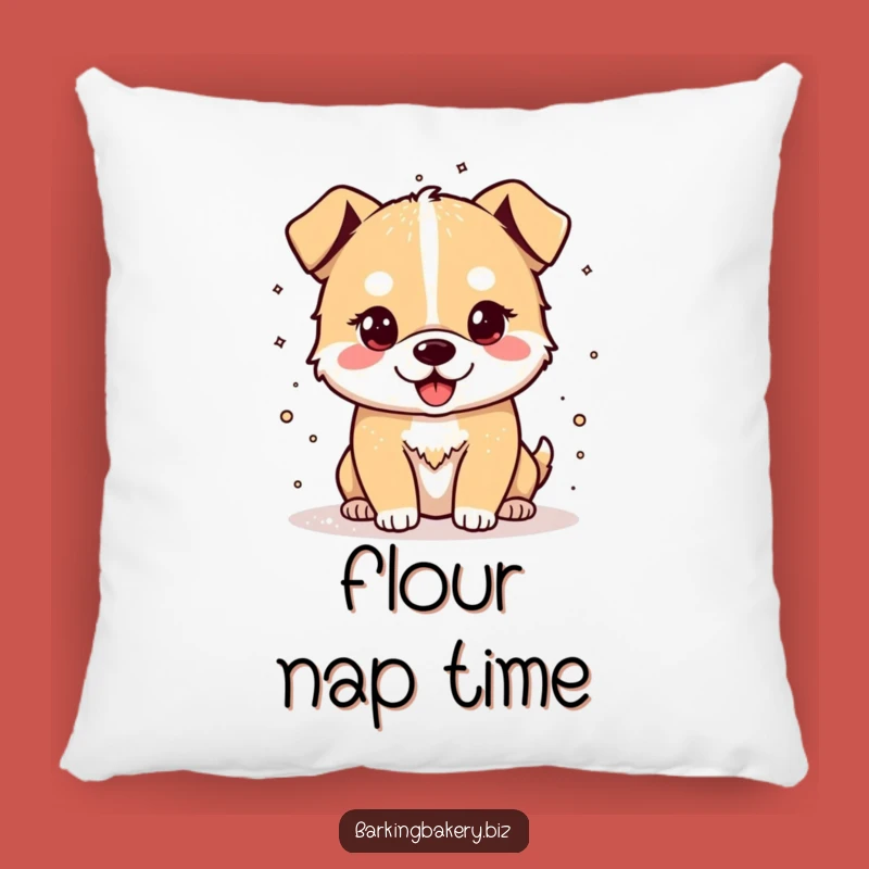 Funny Flour Power Dog Pillow: Cozy Cheerful Baker Accent