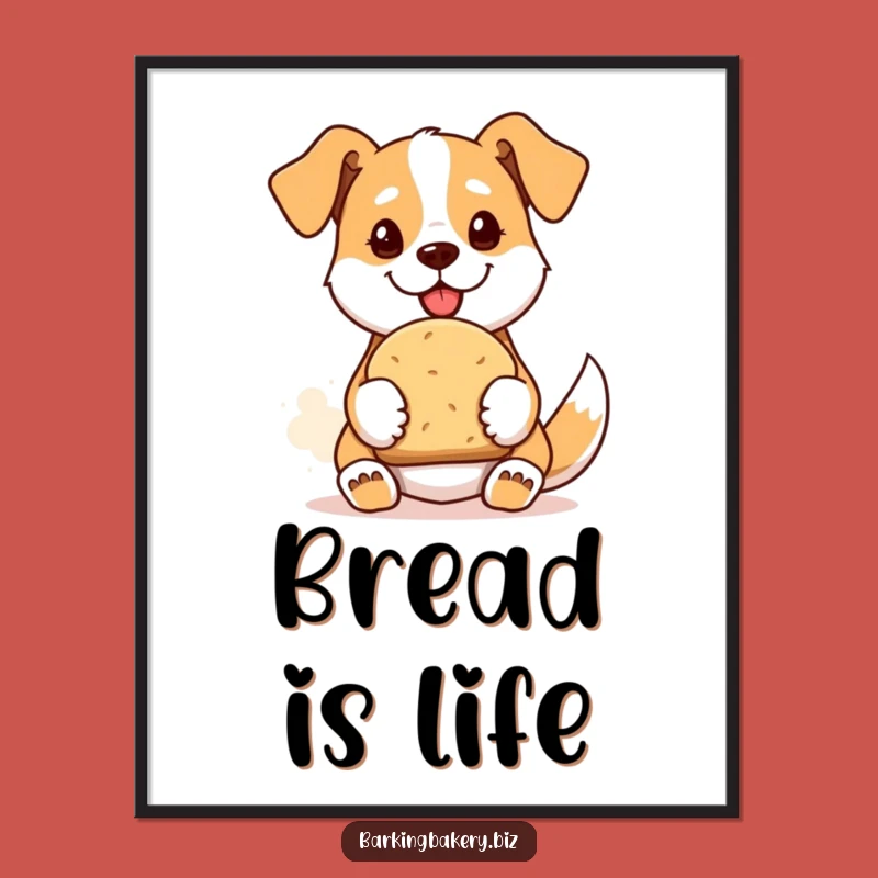 Funny Bread Baker Dog Digital Art Print: Proud Pup Decor