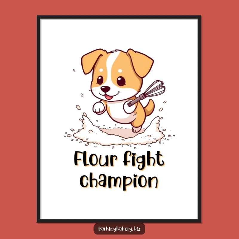 Funny Messy Dog Baker Digital Art: Flour Frenzy, Instant Kitchen Humor