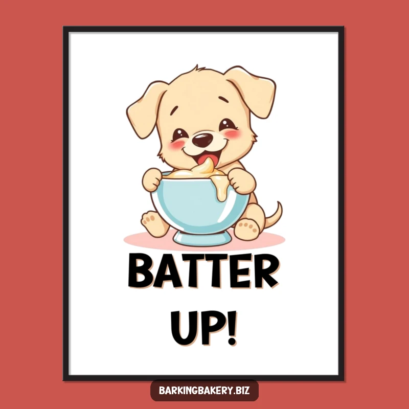 Funny Batter Tasting Puppy Art Print: Joyful Baker Download
