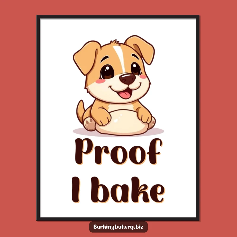 Funny Digital Art Print: Charming Baker Dog with Flour Nose, Shaping Dough Joyful Decor