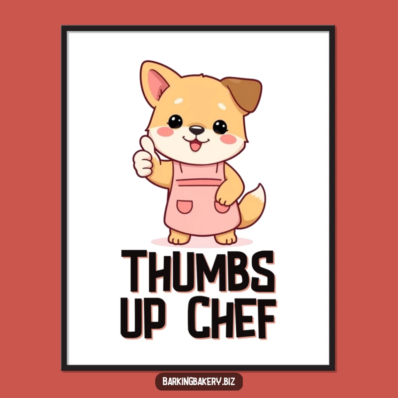 Funny Dog Digital Print - Thumbs Up Chef Pup's Kitchen Art