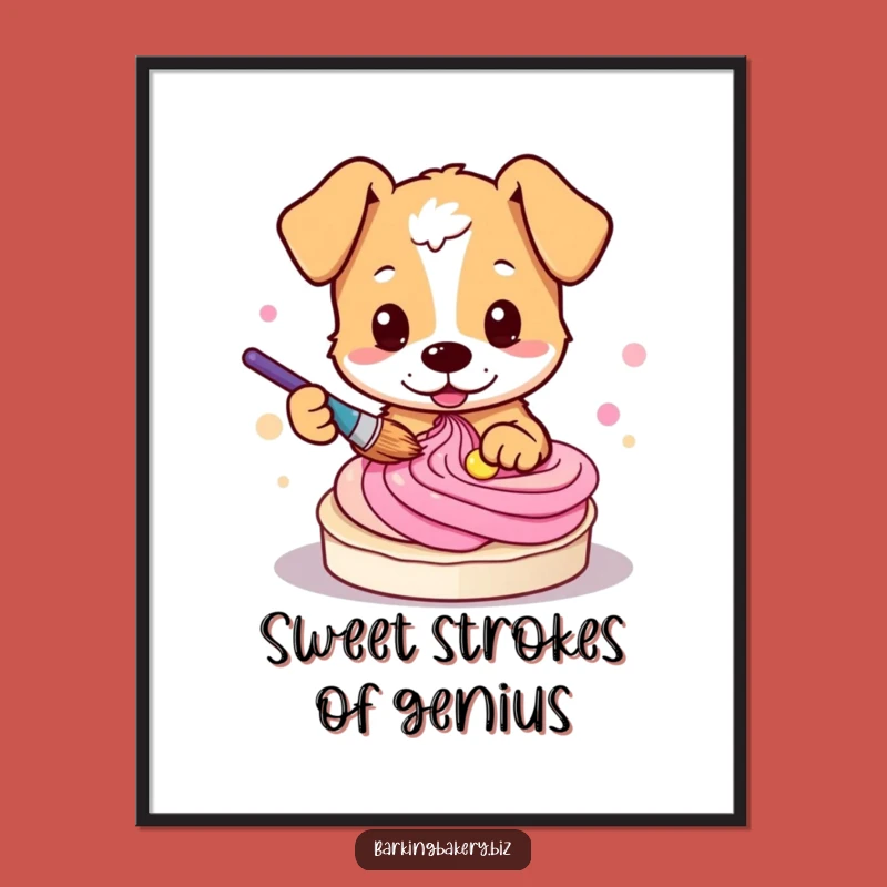 Funny Dog Frosting Art Digital Print: Creative Pup Painting Decor