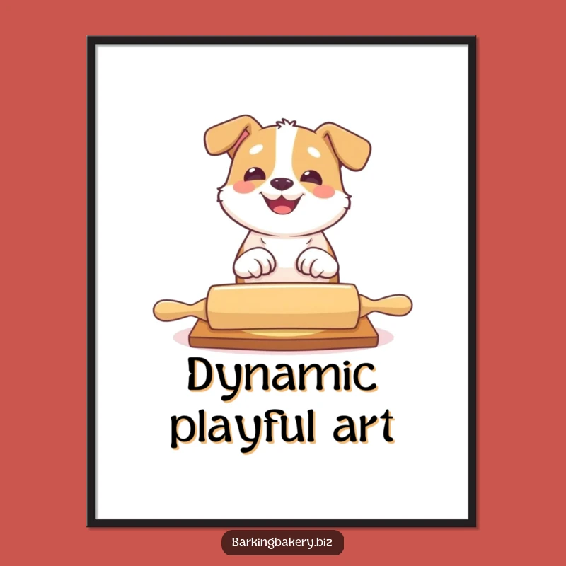 Funny Dog Rolling Pin Digital Art - Playful Pup Decor Gift!