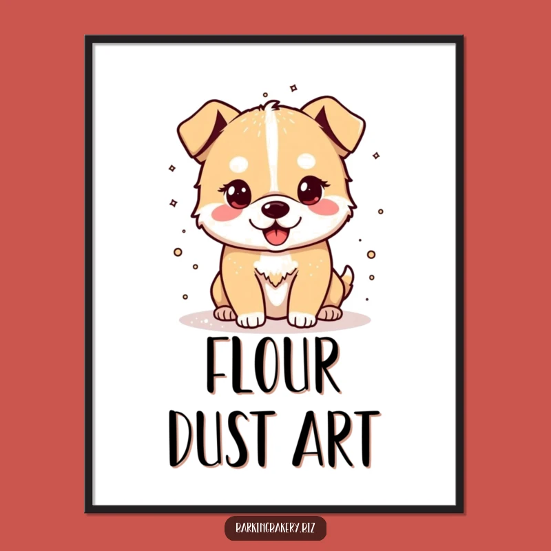 Funny Flour Power Dog Digital Art Print: Cheerful Pup Decor