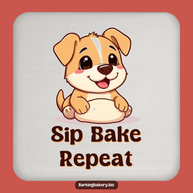 Funny Coaster Set: Adorable Baker Dog with Flour Nose, Protecting Surfaces with Charm