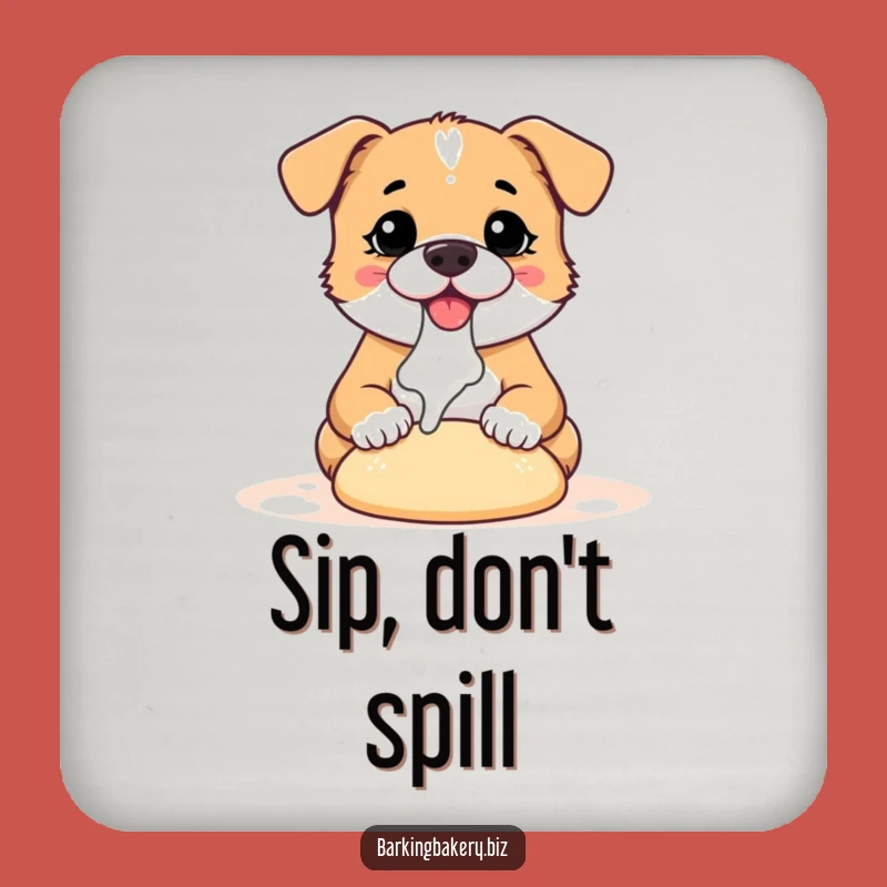 Funny Dog Kneading Dough Coaster: Protect Surfaces with a Flour-Nose Pup - Gift