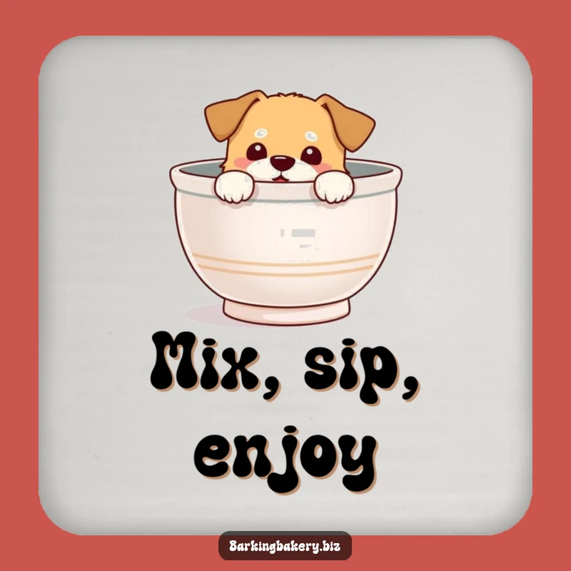 Funny Mixing Bowl Dog Drink Coaster: Protect Surfaces with a Delighted Pup, Charming Funny Gift