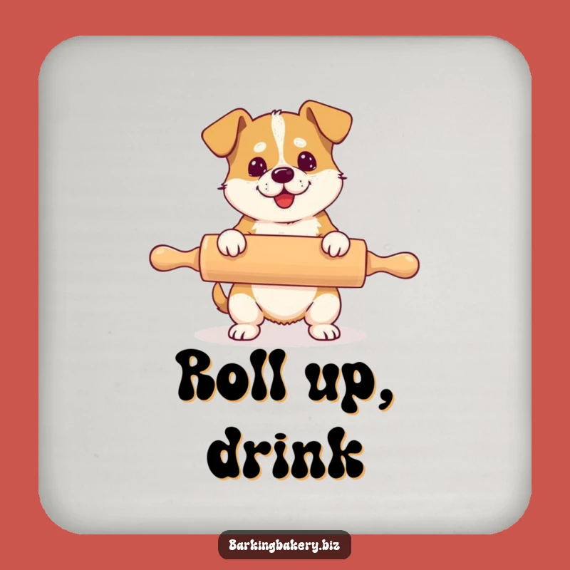 Funny Rolling Pin Dog Coaster - Hilarious Baker Pup Drink Protector Gift