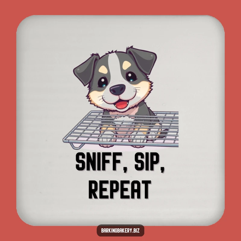 Funny Curious Dog Baker Drink Coaster: Protect Surfaces with a Floury Pup, Cute and Funny Gift