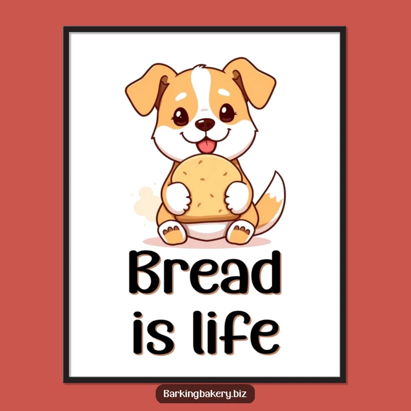 Funny Bread Baker Dog Poster: Proud Pup Fresh Loaf Art