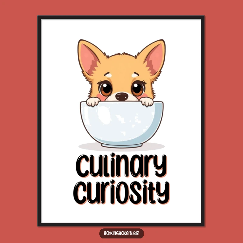 Funny Dog Art Poster - Whimsical Baker Pup's Kitchen Scene