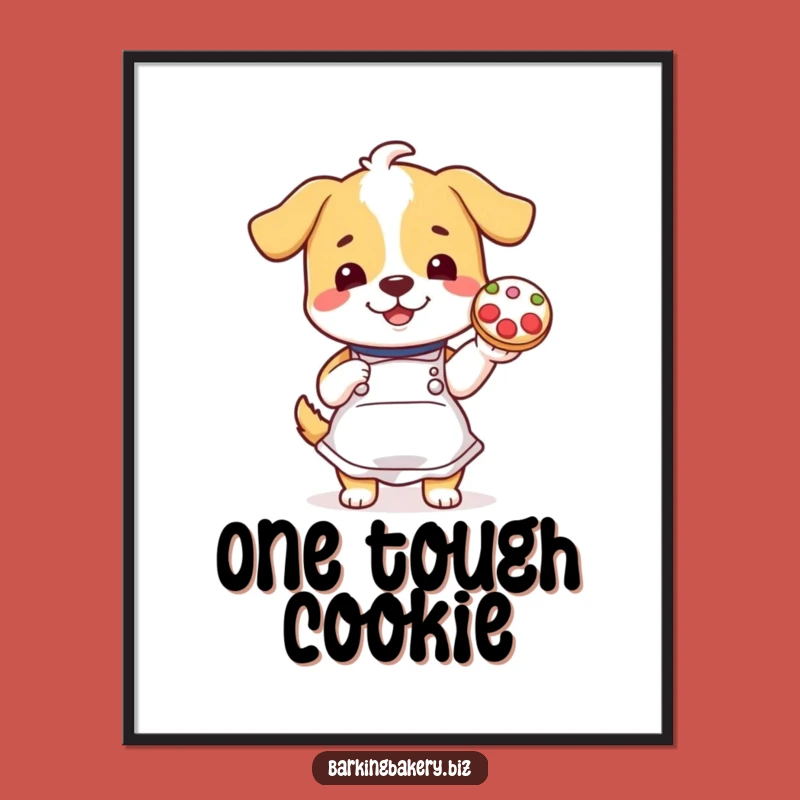 Funny Cookie Decorating Dog Poster: Cheerful Baker Art Print Gift