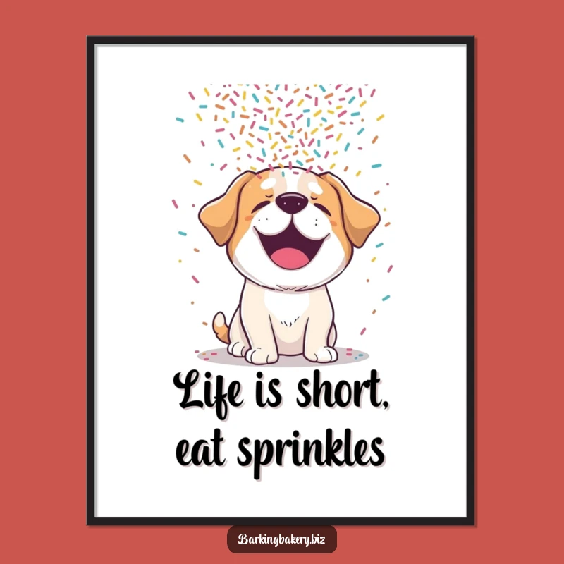 Funny Dog Sprinkle Party Poster: Giggling Pup Art for a Hilarious Home Decor