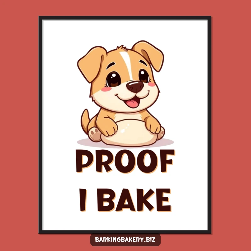 Funny Wall Art Poster: Charming Baker Dog with Flour Nose, Shaping Dough, Joyful Decor