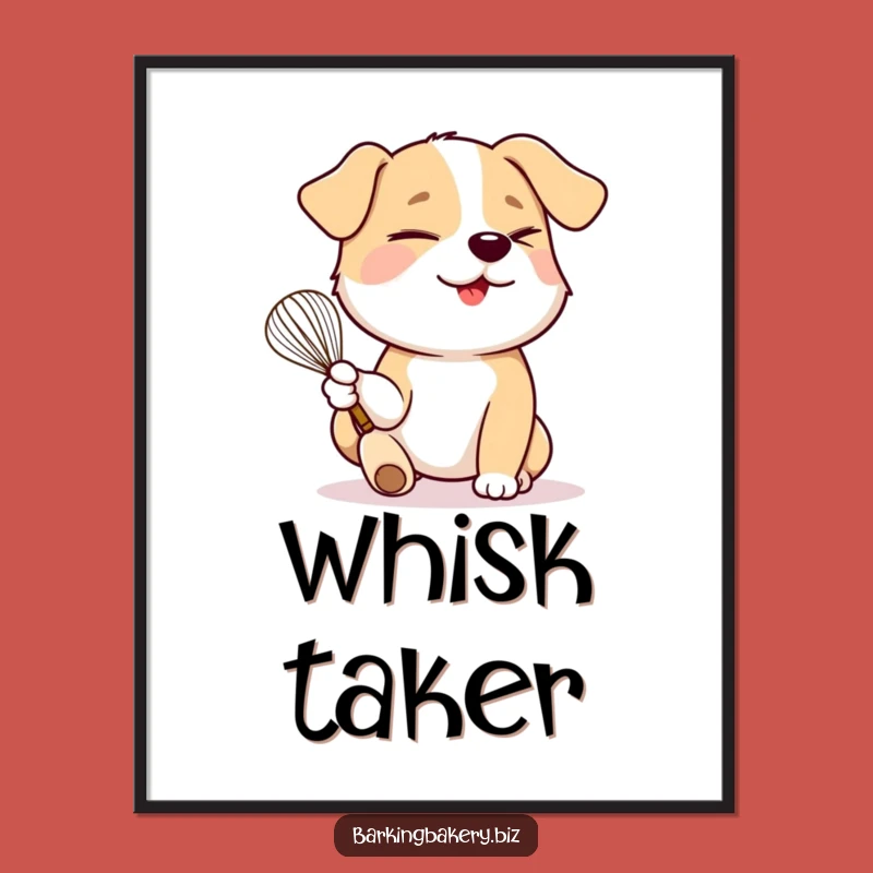 Funny Winking Whisk Dog Poster: Playful Baker Art Print Gift