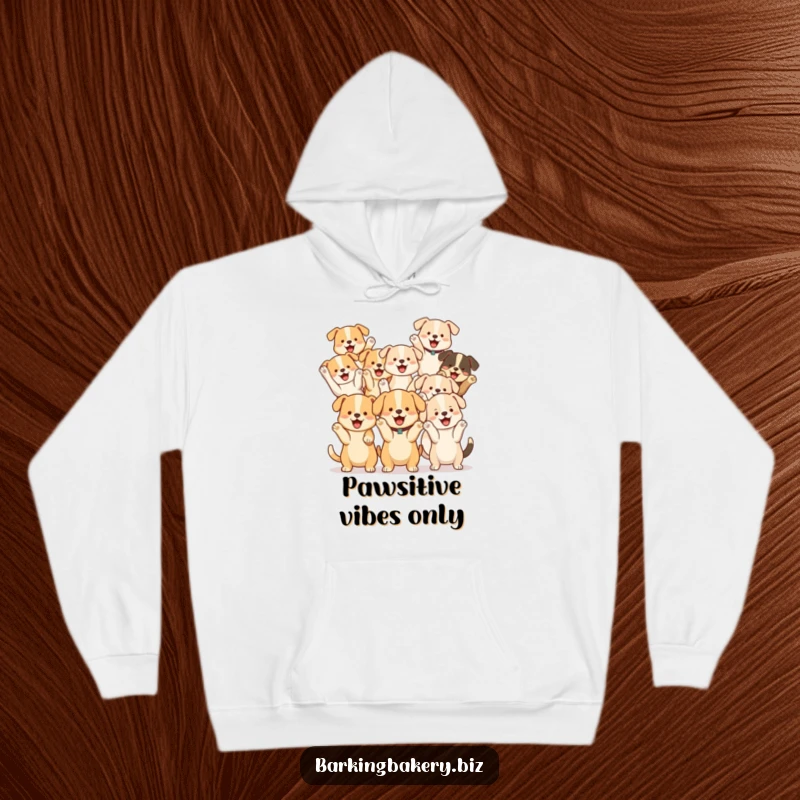 Funny Dog Cheer Squad Hoodie: A group of cute dogs with paws raised cheer together, offering cozy humor and team spirit.