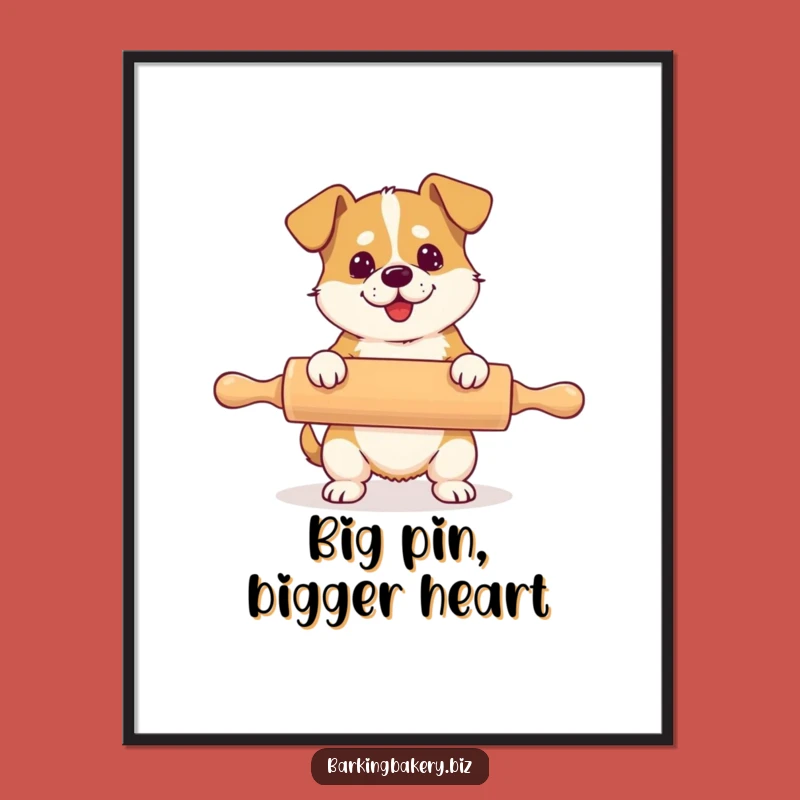 Free Printable Funny Dog Wall Art: Big Rolling Pin Dog, Hilarious Downloadable Decor