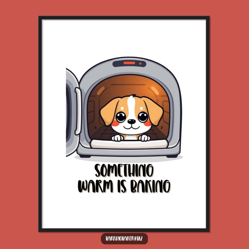 Free Printable Funny Dog Wall Art: Eager Oven Dog, Hilarious Downloadable Decor