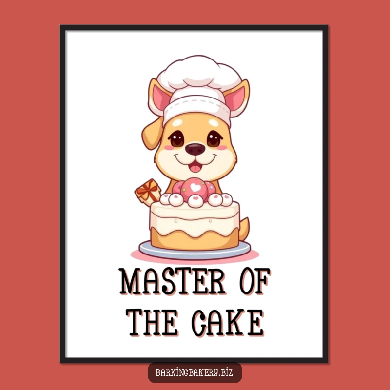 Free Printable Wall Art: Chef Dog Cake Masterpiece - Downloadable Funny Decor