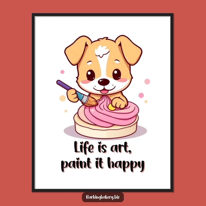 Free Printable Wall Art: Dog Painting Frosting Funny Downloadable Art Gift
