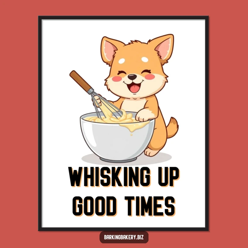 Free Printable Wall Art: Energetic Dog Batter Mixer, Whisk Art, Downloadable Decor