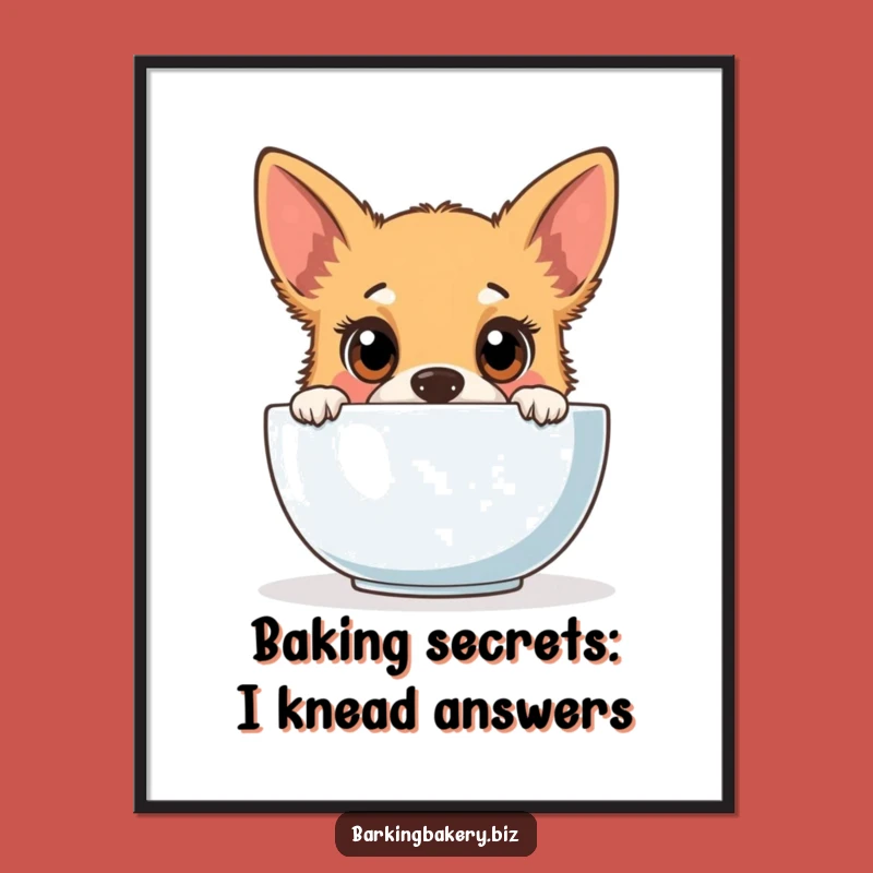 Free Printable Wall Art: Funny Dog Baker Peeking, Hilarious Digital Art!