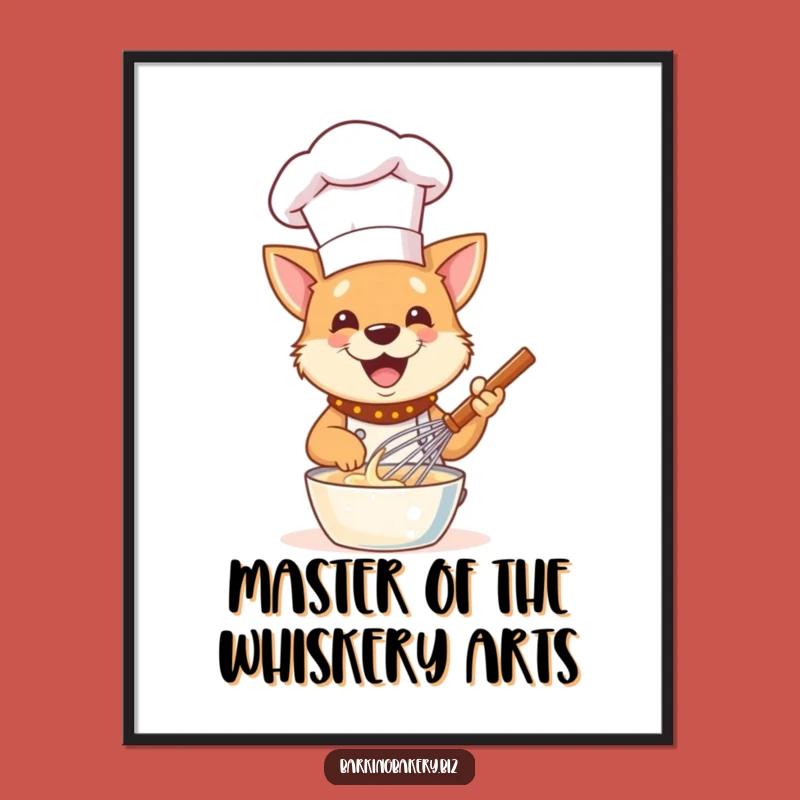 Free Printable Wall Art: Funny Dog Chef Whisks Batter, Quirky Downloadable Decor