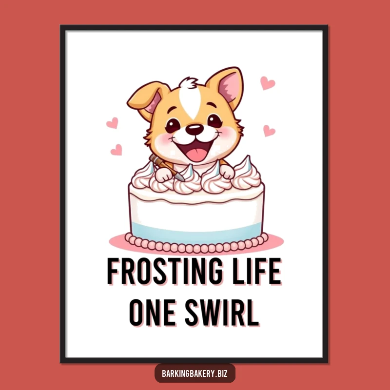 Free Printable Wall Art: Joyful Dog Cake Decorator Dessert Decor Downloadable