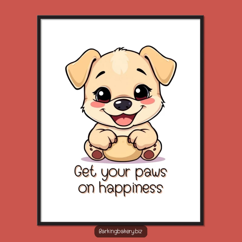 Free Printable Wall Art: Happy Pup Kneading Dough Funny Baking Humor Downloadable Art